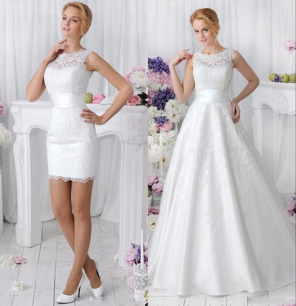 new 2 in 1 lace wedding dresses with detachable skirt boat neck two pieces a line bridal gowns vestido de noiva custom made, White
new 2 in 1 lace wedding dresses with detachable skirt boat neck two pieces a line bridal gowns vestido de noiva custom made, White