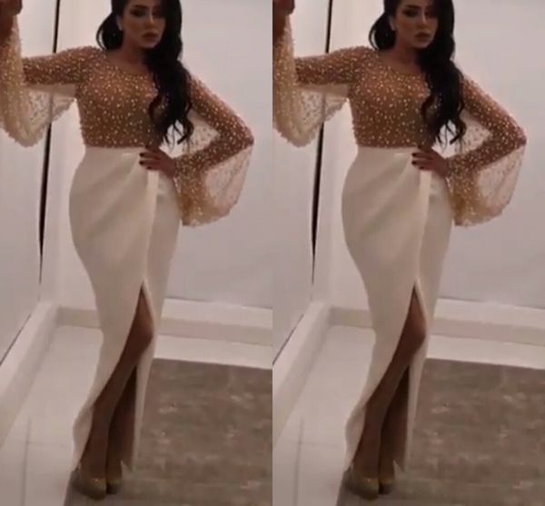 arabic sheath evening dresses mermaid split 2017 long sleeves sheer jewel neck evening party gowns with pearls champagne prom dresses, Black;red
arabic sheath evening dresses mermaid split 2017 long sleeves sheer jewel neck evening party gowns with pearls champagne prom dresses, Black;red