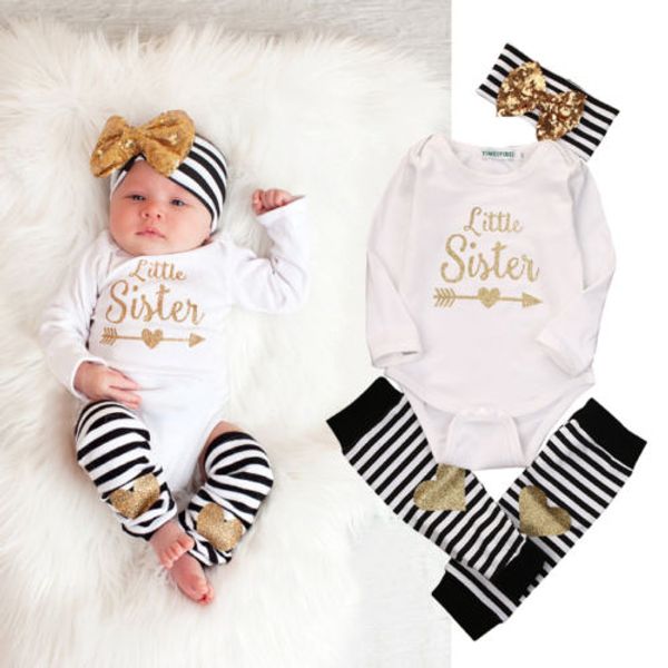 wholesale- 0-18m newborn baby girls clothes little sister long sleeve bodysuit romper striped leg warmer bow hairband 3pcs kids clothing, White
wholesale- 0-18m newborn baby girls clothes little sister long sleeve bodysuit romper striped leg warmer bow hairband 3pcs kids clothing, White