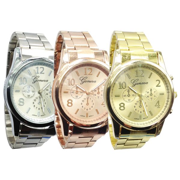 wholesale- 2017 new fashion watch geneva rose gold fake three quartz rome steel watch women men analog wristwatches w430, Slivery;brown
wholesale- 2017 new fashion watch geneva rose gold fake three quartz rome steel watch women men analog wristwatches w430, Slivery;brown