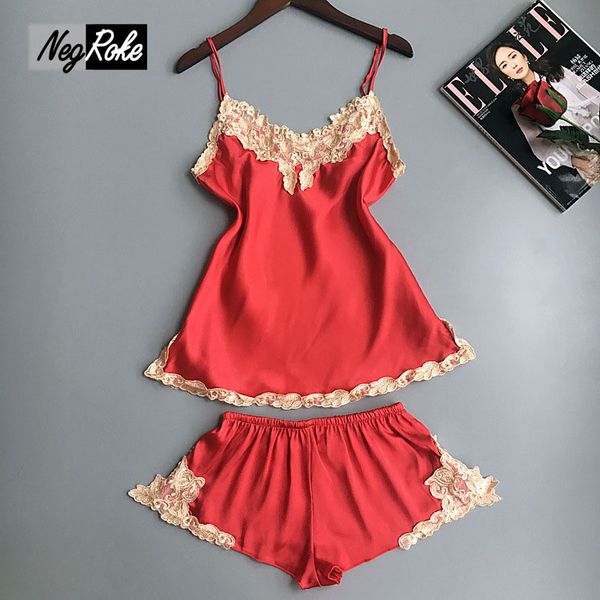 wholesale- new angel summer v-neck shorts sets sleepwear women satin pyjamas spaghetti strap lace pijamas vvs pajama sets for women, Black;red
wholesale- new angel summer v-neck shorts sets sleepwear women satin pyjamas spaghetti strap lace pijamas vvs pajama sets for women, Black;red