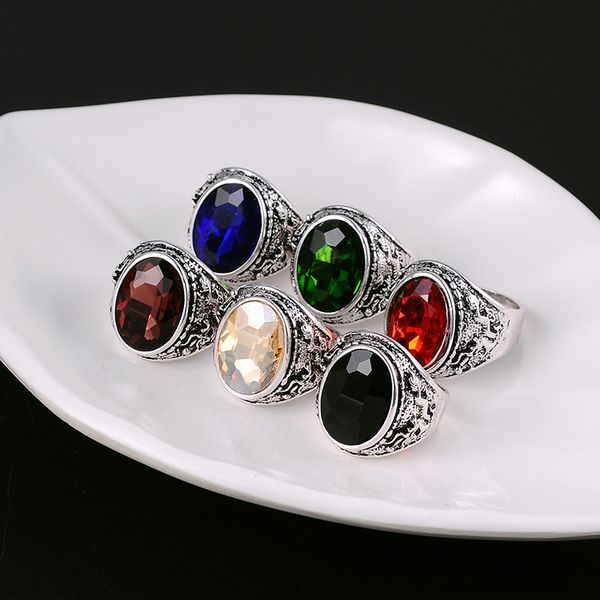 man gemstone crystal ring vintage antique sliver plated black blue red green colors mixed styles 4 sizes, Golden;silver
man gemstone crystal ring vintage antique sliver plated black blue red green colors mixed styles 4 sizes, Golden;silver
