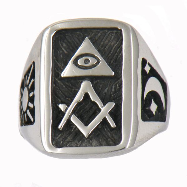 fanssteel stainless steel mens or wemens jewelry masonary all seeing eye with moon and sun square ruler masonic ring gift 11w74, Silver
fanssteel stainless steel mens or wemens jewelry masonary all seeing eye with moon and sun square ruler masonic ring gift 11w74, Silver