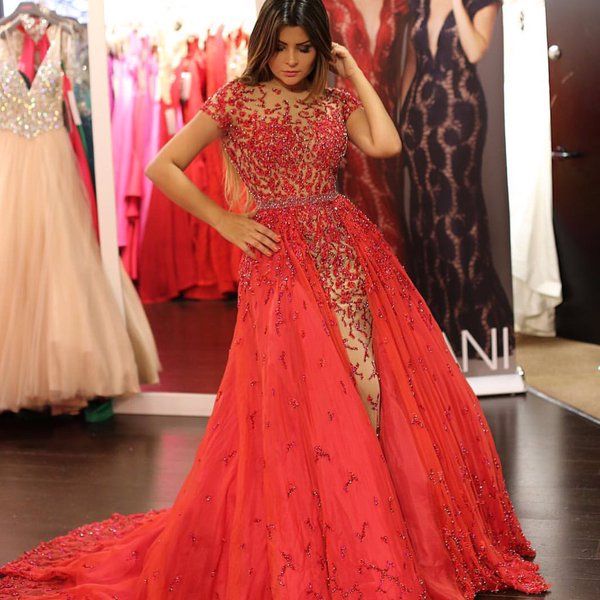 sequins tulle evening prom gowns mermaid short sleeves formal party 2019 trumpet celebrity prom gowns floor length, Black;red
sequins tulle evening prom gowns mermaid short sleeves formal party 2019 trumpet celebrity prom gowns floor length, Black;red