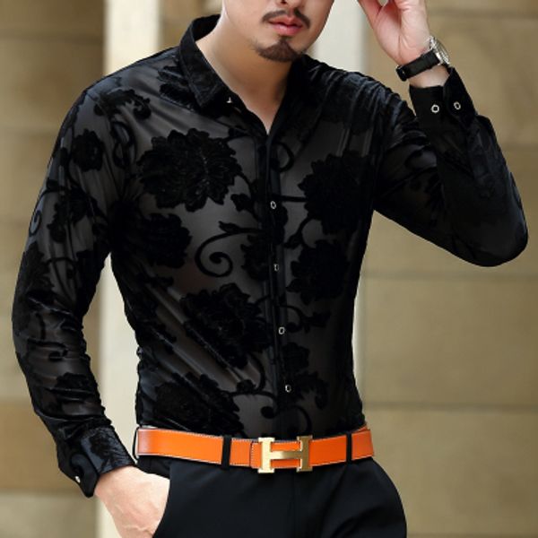 2016 Mens Black Camisas Flower Mens See Through Shirts Trendy Dress Shirts Sexy Mesh Transparente Fashion 3XL Club
2016 Mens Black Camisas Flower Mens See Through Shirts Trendy Dress Shirts Sexy Mesh Transparente Fashion 3XL Club
