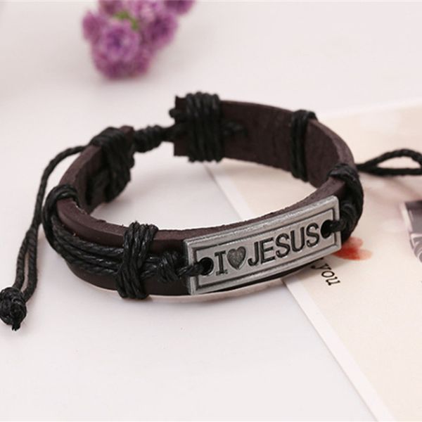 wholesale- 1pc men's christian i love jesus charm leather wrap cuff bracelet wristband punk, Golden;silver
wholesale- 1pc men's christian i love jesus charm leather wrap cuff bracelet wristband punk, Golden;silver