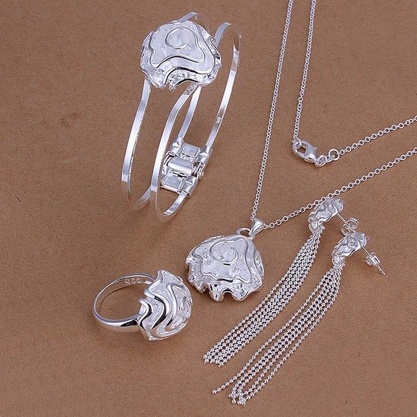 wedding roses sterling silver plated jewelry set for women es269,fashion 925 silver necklace bracelet earring ring set, Black
wedding roses sterling silver plated jewelry set for women es269,fashion 925 silver necklace bracelet earring ring set, Black