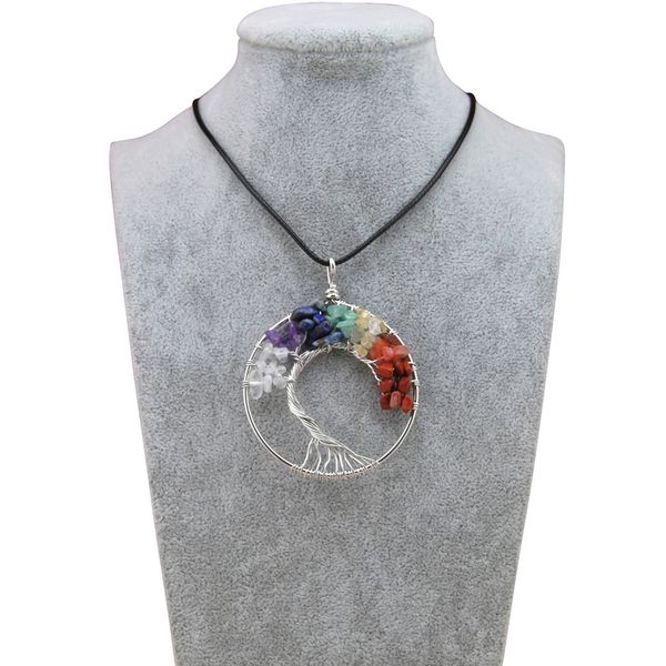 original new natural stone tree of life pendant necklace women vintage leather chain crystal necklace female jewelry christmas gift, Silver
original new natural stone tree of life pendant necklace women vintage leather chain crystal necklace female jewelry christmas gift, Silver