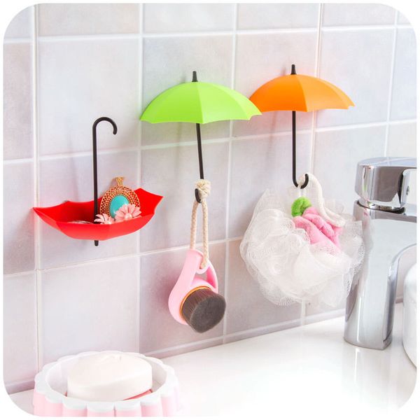 

wholesale- 3pcs colorful umbrella wall hook key hair pin holder organizer decorative new umbrella wall hooks housekeeping organization