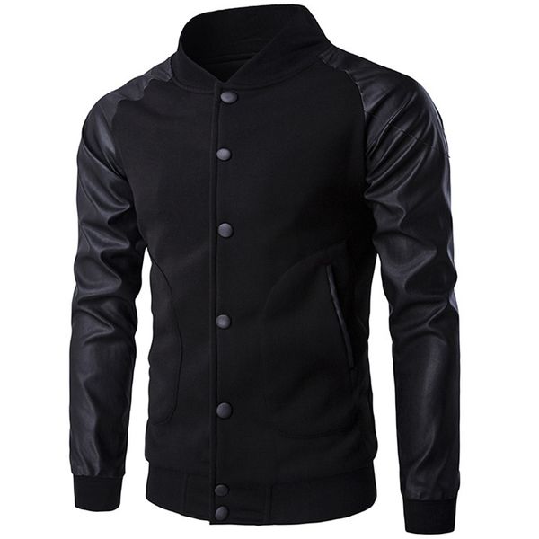 wholesale- new trend black varsity jacket men/boy bombers veste homme 2016 fashion pu leather sleeve slim college baseball jacket for fall, Black;brown
wholesale- new trend black varsity jacket men/boy bombers veste homme 2016 fashion pu leather sleeve slim college baseball jacket for fall, Black;brown