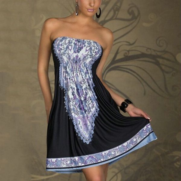 wholesale- women mini dress casual floral bandeau beach summer boho maxi sundress, White;black
wholesale- women mini dress casual floral bandeau beach summer boho maxi sundress, White;black