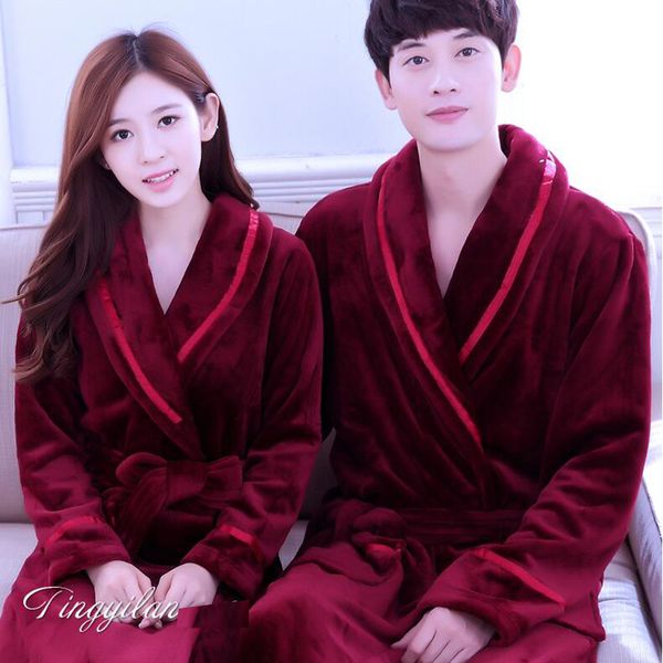 wholesale- dressing gowns for women and men bath robes nightgown winter warm flannel pajamas couples bathrobe kimono robe sleepwear, Black;red
wholesale- dressing gowns for women and men bath robes nightgown winter warm flannel pajamas couples bathrobe kimono robe sleepwear, Black;red
