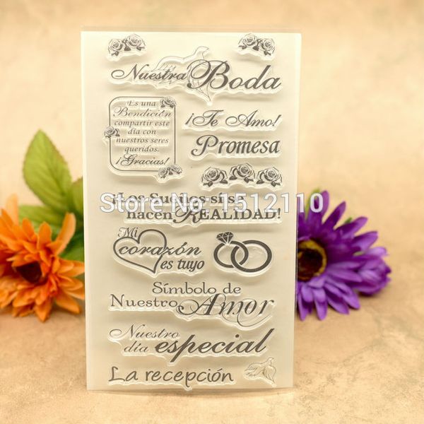 wholesale- spanish nuestra boda promesa scrapbook diy p cards account rubber stamp clear stamp transparent stamp 11x19.5cm kw680610
wholesale- spanish nuestra boda promesa scrapbook diy p cards account rubber stamp clear stamp transparent stamp 11x19.5cm kw680610