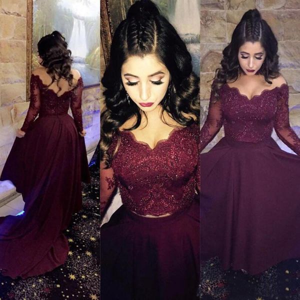 fabulous two pieces high low prom dresses v neck illusion long sleeves vintage lace crop maroon homecoming gowns custom made, Black
fabulous two pieces high low prom dresses v neck illusion long sleeves vintage lace crop maroon homecoming gowns custom made, Black