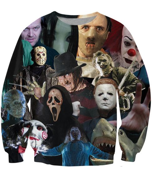 women men 3d cinema killers crewneck sweatshirt michael myers leatherface hellraiser hannibal lecter sweats pullover jumper, Black
women men 3d cinema killers crewneck sweatshirt michael myers leatherface hellraiser hannibal lecter sweats pullover jumper, Black