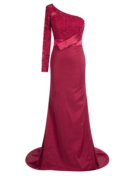 dark red lace mature evening dress with one long sleeve 2017 elegant long prom dress, Black;red
dark red lace mature evening dress with one long sleeve 2017 elegant long prom dress, Black;red