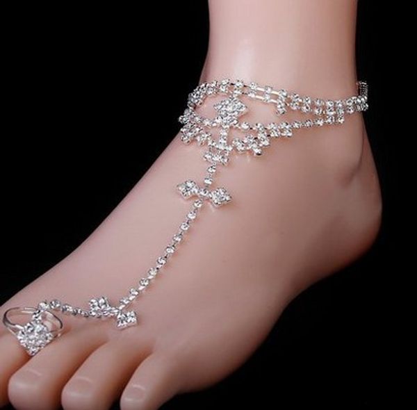 women crystal barefoot sandal foot jewelry decoration anklet chain beach sandal with toe ring wedding bridal accessory lady party anklet, Black
women crystal barefoot sandal foot jewelry decoration anklet chain beach sandal with toe ring wedding bridal accessory lady party anklet, Black