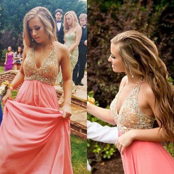 halter long prom dresses backless sparkly crystal beaded evening dresses v-neckline floor length elegant prom gowns, Black
halter long prom dresses backless sparkly crystal beaded evening dresses v-neckline floor length elegant prom gowns, Black
