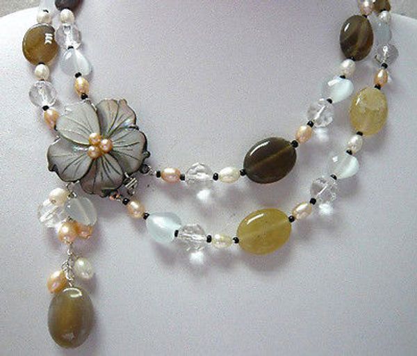 newelegent 2 row mixed pearl & colorful jade stone turquoise necklace pendant, Silver
newelegent 2 row mixed pearl & colorful jade stone turquoise necklace pendant, Silver
