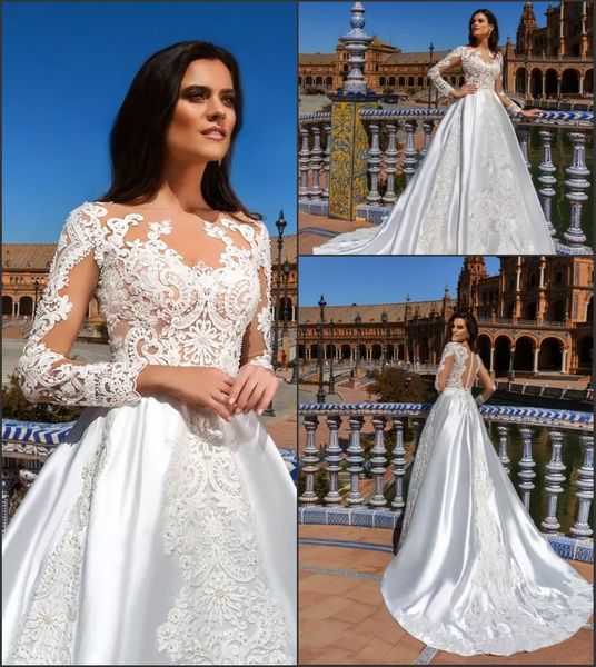 vintage a line long sleeves lace wedding dresses 2018 see through back court train wedding bridal gowns, White
vintage a line long sleeves lace wedding dresses 2018 see through back court train wedding bridal gowns, White