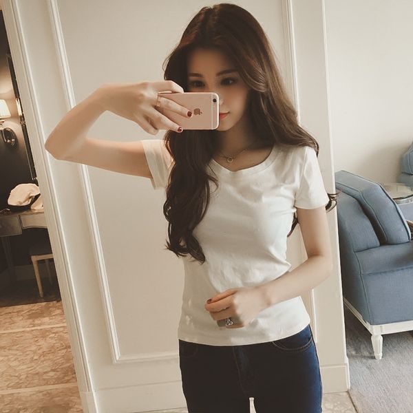 wholesale- 831 2016 summer all-match solid color black and white t basic short-sleeve t-shirt female
wholesale- 831 2016 summer all-match solid color black and white t basic short-sleeve t-shirt female