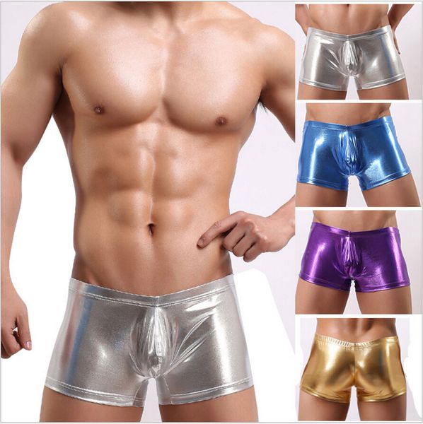 new metallic mens boxer shorts leather shiny male underwear high elastic cool shorts, Black;white
new metallic mens boxer shorts leather shiny male underwear high elastic cool shorts, Black;white