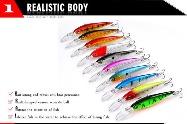 new minnow freshwater fishing lure crank baits 11.5g 10.5cm abs plastic wobblers bait with treble hooks
new minnow freshwater fishing lure crank baits 11.5g 10.5cm abs plastic wobblers bait with treble hooks