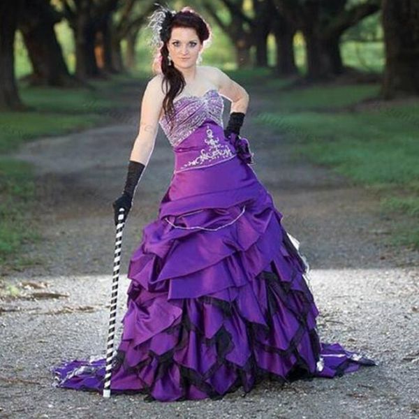 vintage colorful purple wedding dresses strapless beading ruffles lace taffeta a line bridal gowns custom size, White
vintage colorful purple wedding dresses strapless beading ruffles lace taffeta a line bridal gowns custom size, White