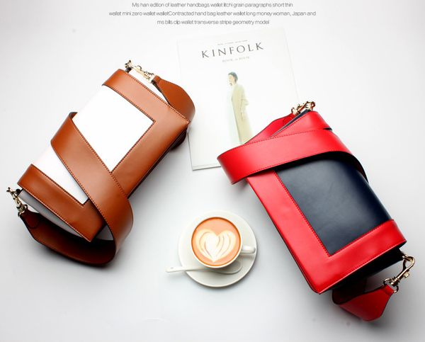 2017 new splicing two-tone small bag lady single shoulder inclined across packets leather handbag ing