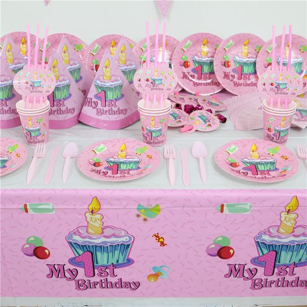 wholesale- 61pc 20 people pink 1st birthday party paper plate cups/glass napkin banner baby girl 1 year old party's disposable decorati
wholesale- 61pc 20 people pink 1st birthday party paper plate cups/glass napkin banner baby girl 1 year old party's disposable decorati