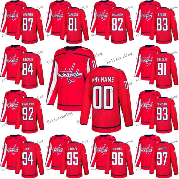 Washington Capitals 83 Jay Beagle 91 Tyler Graovac 95 Dmitri Zaitsev Damien Riat 93 Mark Simpson 87 Liam O'Brien 2017-2018 Season Jersey.
Washington Capitals 83 Jay Beagle 91 Tyler Graovac 95 Dmitri Zaitsev Damien Riat 93 Mark Simpson 87 Liam O'Brien 2017-2018 Season Jersey.