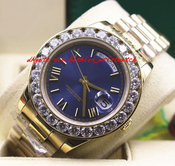 fashion luxury 18k yellow gold bigger diamond roman 41mm watch 218235 blue dial ceramic bezel automatic mechanical men watches quality, Slivery;brown
fashion luxury 18k yellow gold bigger diamond roman 41mm watch 218235 blue dial ceramic bezel automatic mechanical men watches quality, Slivery;brown