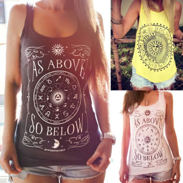 summer letters printed women tank tops sleeveless causal t-shirt