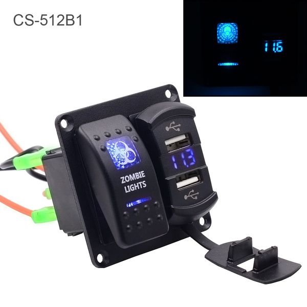 4.2A Dual USB 5 PIN Zombie Lamp Switch Combination Panel for Car Truck Boat CEC_62U
4.2A Dual USB 5 PIN Zombie Lamp Switch Combination Panel for Car Truck Boat CEC_62U