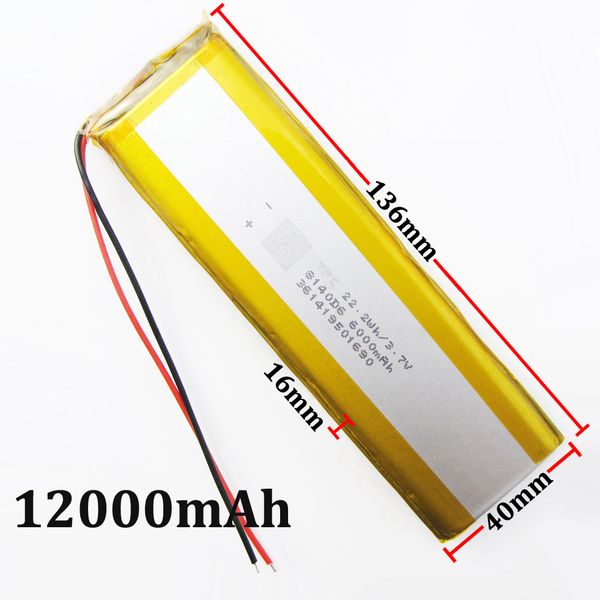 Модель 1640138 3.7 V 12000mAh литий-полимерный LiPo аккумулятор для DVD PAD мобильный телефон GPS Power bank камеры электронные книги Recoder TV box
Модель 1640138 3.7 V 12000mAh литий-полимерный LiPo аккумулятор для DVD PAD мобильный телефон GPS Power bank камеры электронные книги Recoder TV box