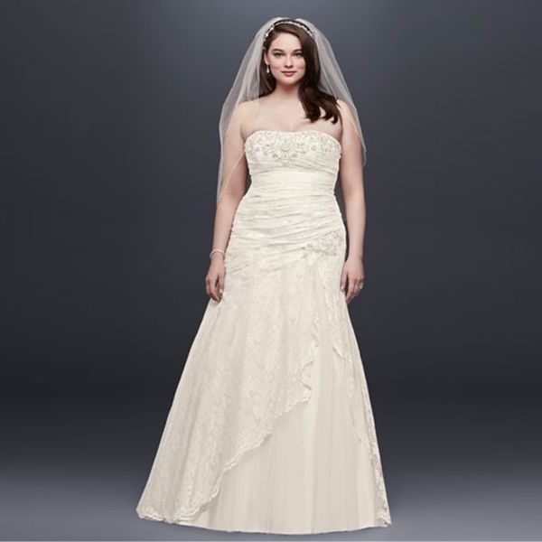 elegant strapless plus size wedding dresses lace side split wedding dress a-line crystal brodal gowns 9yp3344, White
elegant strapless plus size wedding dresses lace side split wedding dress a-line crystal brodal gowns 9yp3344, White