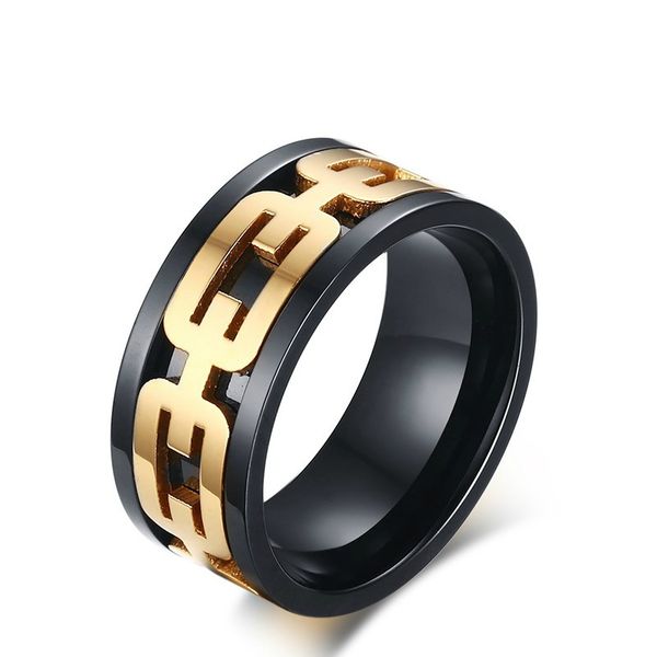 meaeguet cool rock men ring gold color chain pattern black color bottom stainless steel 9mm wide male's ring jewelry r-185, Silver
meaeguet cool rock men ring gold color chain pattern black color bottom stainless steel 9mm wide male's ring jewelry r-185, Silver