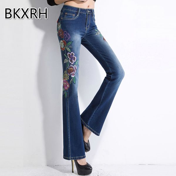 wholesale- bkxrh women jeans woman beading flower decorated stretch jeans female woman elastic flare trousers femme jean, Blue
wholesale- bkxrh women jeans woman beading flower decorated stretch jeans female woman elastic flare trousers femme jean, Blue