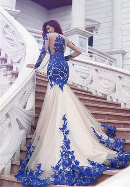 royal blue long sleeves mermaid glamorous appliques tulle evening dresses 2017 party prom gown formal dress, Black;red
royal blue long sleeves mermaid glamorous appliques tulle evening dresses 2017 party prom gown formal dress, Black;red