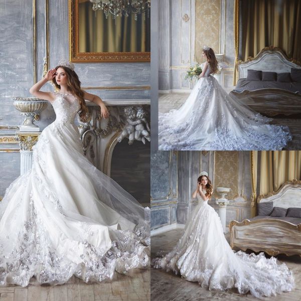 luxury lace princess wedding dresses jewel neckline delicate appliques a line wedding gowns sweep train ball custom made bridal gown, White
luxury lace princess wedding dresses jewel neckline delicate appliques a line wedding gowns sweep train ball custom made bridal gown, White