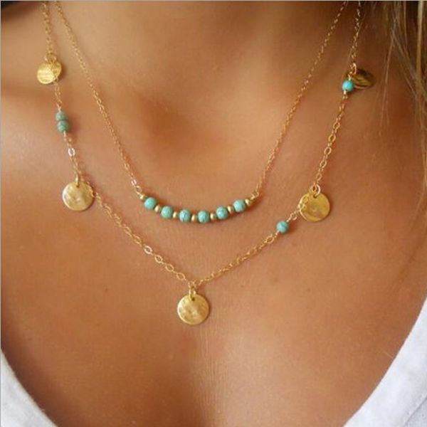 women chain choker necklace multilayer wafer turquoise pendant necklaces jewelry howlite stone fashion jewellery bijoux fantaisie chokers, Golden;silver
women chain choker necklace multilayer wafer turquoise pendant necklaces jewelry howlite stone fashion jewellery bijoux fantaisie chokers, Golden;silver