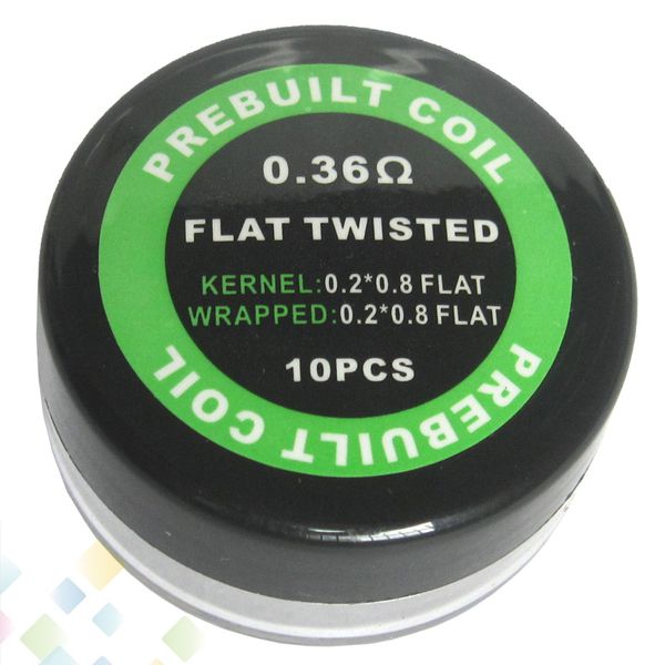 

Prebuilt Flat Twisted Coil Resistance 0.36ohm 0.2*0.8*2 Resistance Wire Electronic Cigarette Sold by PC Heating Wire DHL Free