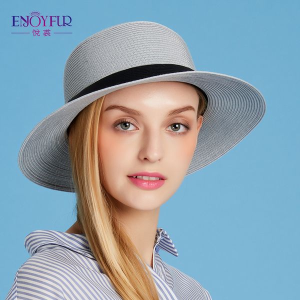 wholesale- enjoyfur women sun hat for spring summer straw hats female large brim sunscreen hat good quality beach cap, Blue;gray
wholesale- enjoyfur women sun hat for spring summer straw hats female large brim sunscreen hat good quality beach cap, Blue;gray