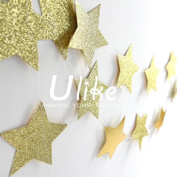 wholesale- 4m long gold shining stars hanging paper garlands string chain home wedding party kids baby shower flags decoration
wholesale- 4m long gold shining stars hanging paper garlands string chain home wedding party kids baby shower flags decoration