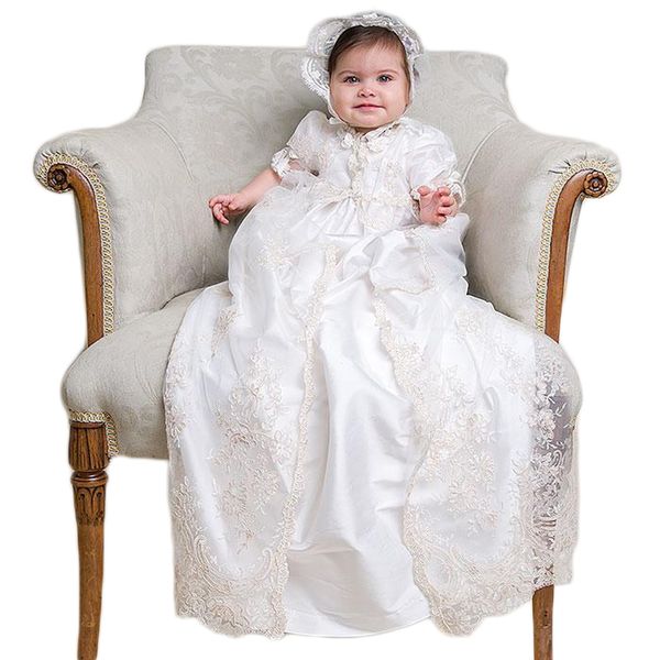 lovely two pieces christening dresses for baby girls lace appliques floor length baptism dress satin first communication gowns in stock, White
lovely two pieces christening dresses for baby girls lace appliques floor length baptism dress satin first communication gowns in stock, White