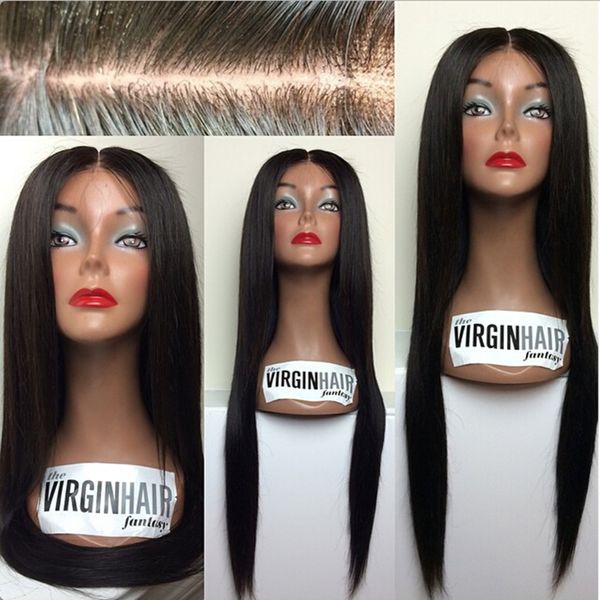 black women silk straight front lace wig bleached knots virgin brazilian full lace human hair wigs, Black;brown
black women silk straight front lace wig bleached knots virgin brazilian full lace human hair wigs, Black;brown