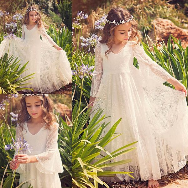 vintage flower girl dresses long sleeves modern full lace pageant gowns age 14 a line white girls dress, White;blue
vintage flower girl dresses long sleeves modern full lace pageant gowns age 14 a line white girls dress, White;blue