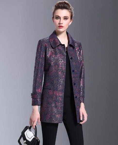 woman temperament of the spring and autumn period and the leisure fashion show thin big code printing trench coat / - 6, Black