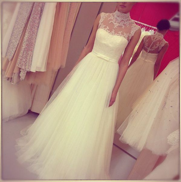 see through bridal gowns simple new high neck real image princess wedding dresses a-line tulle appliques robe de mariage sash elegant women, White
see through bridal gowns simple new high neck real image princess wedding dresses a-line tulle appliques robe de mariage sash elegant women, White