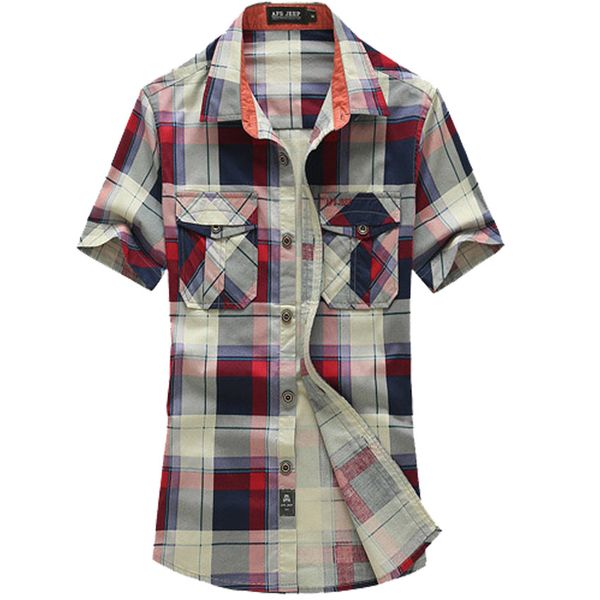 wholesale- summer style plaid men short sleeve shirt men's slim fit casuals shirts down collar camisa masculina 58hfx, White;black
wholesale- summer style plaid men short sleeve shirt men's slim fit casuals shirts down collar camisa masculina 58hfx, White;black